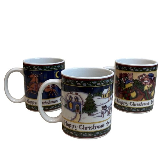 3 International China A Christmas Story Mugs Happy Christmas to All - Picture 2 of 8
